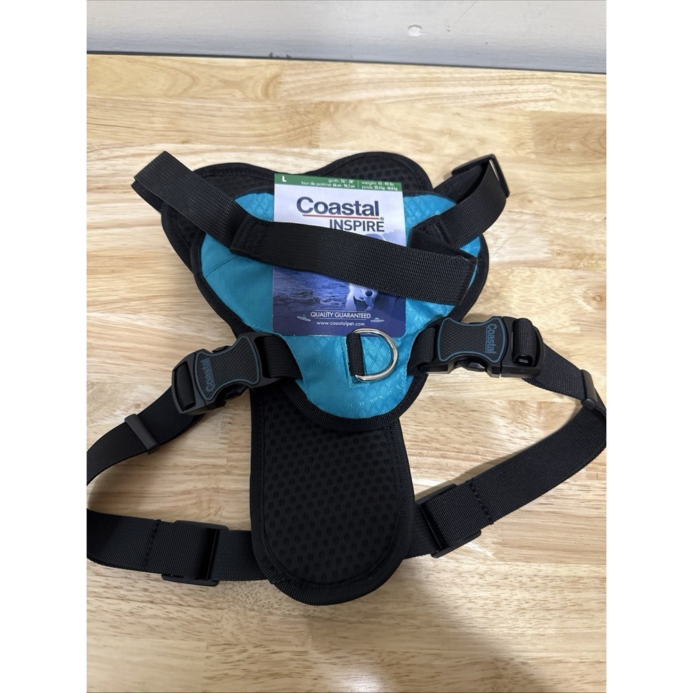 Coastal Inspire Adjustable Dog Harness with Handle Large Aqua NWT
